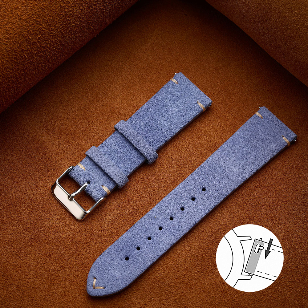 Correa de ante suave de liberación rápida, pulsera de 14mm, 16mm y 18mm, correas de reloj marrones de 20mm y 22mm, pulsera de piel de becerro, accesorios para mujeres y hombres