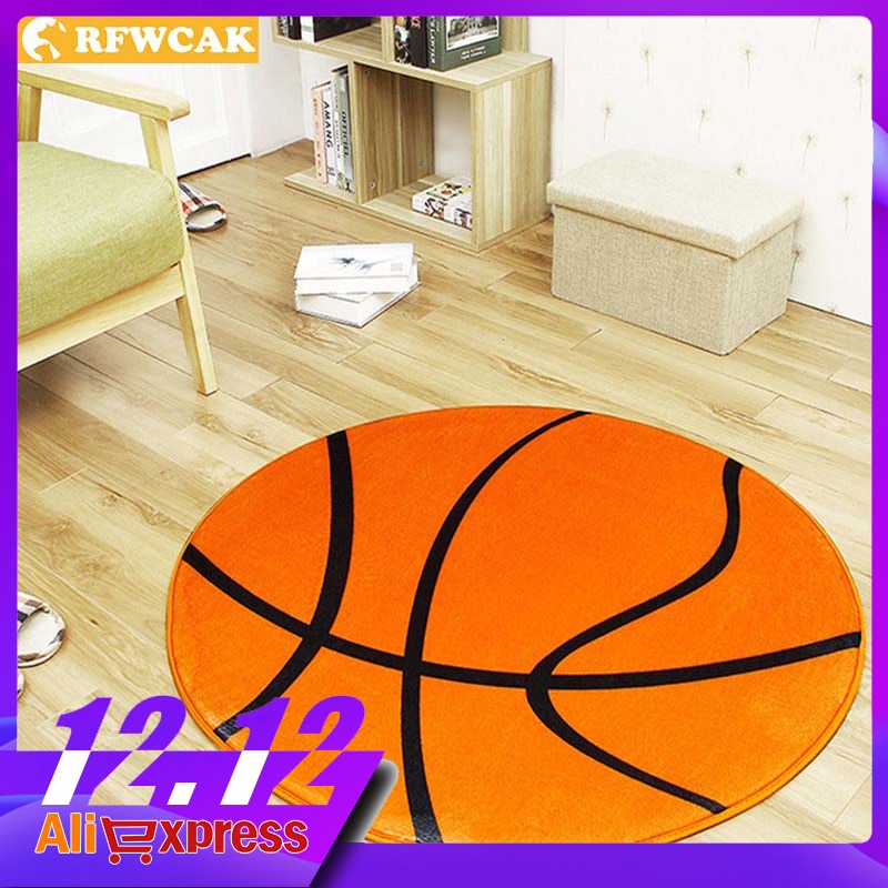 RFWCAK-tapis de basket-ball ronds, pour salon, pour salle d'enfant, décoration de la maison