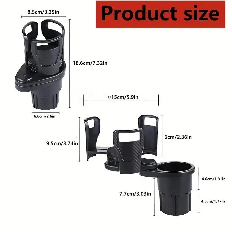 2 em 1 Multi Função Ajustável Car Cup Holder Expansível Adaptador Base Bandeja Bebidas Bottle Holder Car Holder Organizer