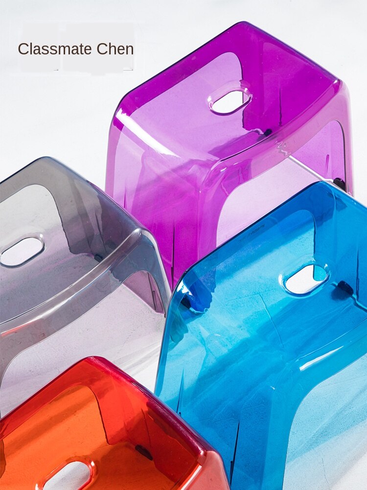 Moderno semplice ottavino sgabello soggiorno per la casa sgabello basso trasparente sgabello in cristallo creativo panca piccola in plastica bagno antiscivolo