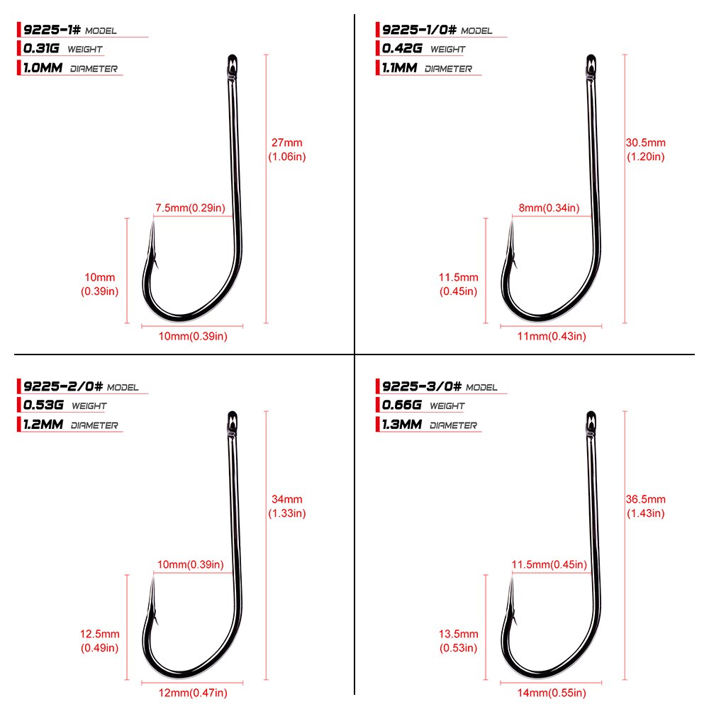 50pcs/lot 9255 Series 1# 1/0# 2/0# 3/0# 4/0# 5/0# 6/0# 7/0# 8/0# Fishing Hooks O'shaughnessy Jig Hook Jigging Fish Hook Tackle