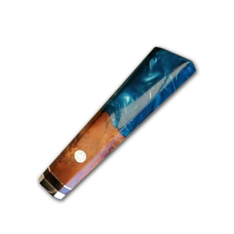 Manche de couteau en bois dur, outil pour la maison, anneau en acier inoxydable, bricolage: Bleu
