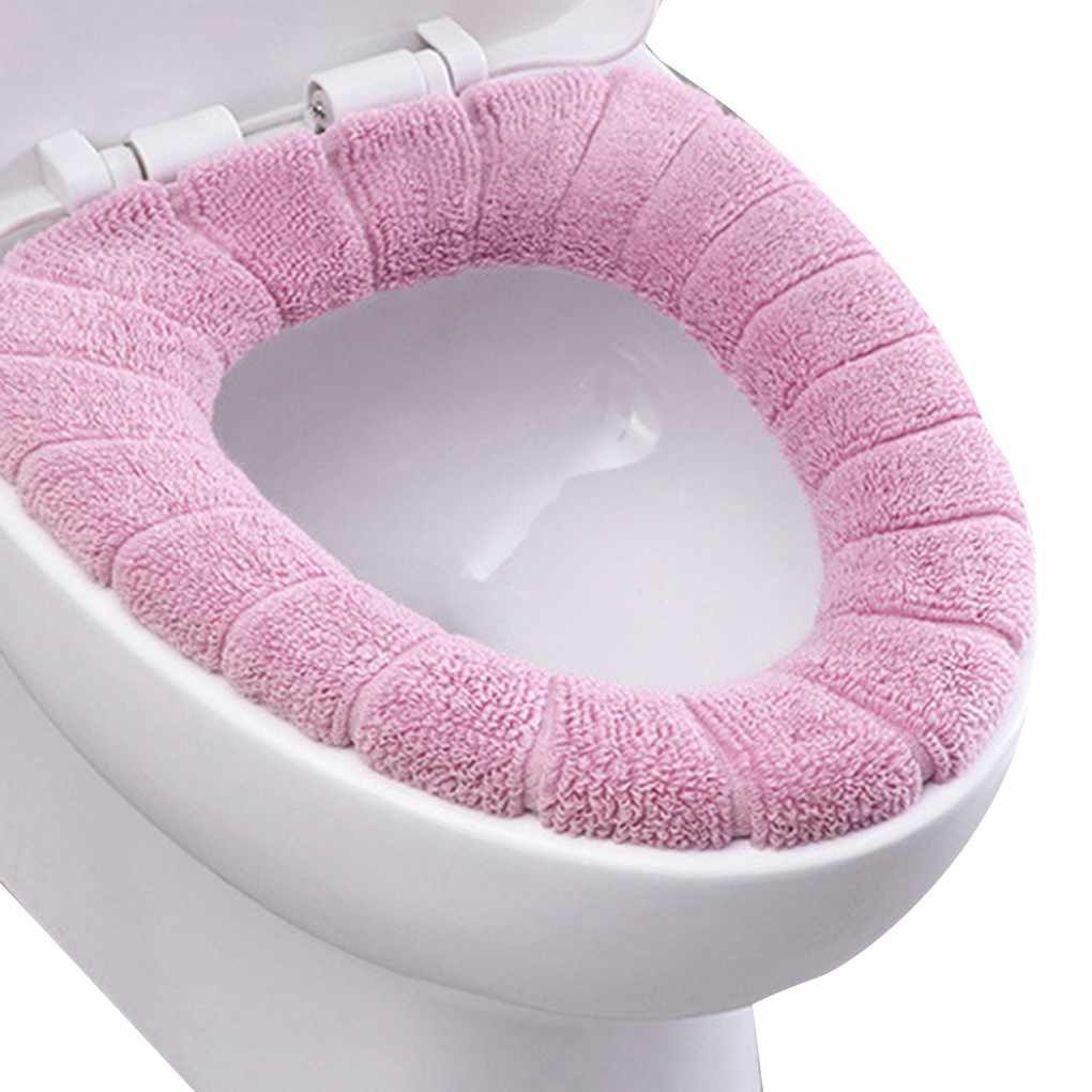 1pc Bathroom Soft Thicker Warmer Stretchable Washable Cloth Toilet Seat Cover Closestool Pads Bathroom Toilet Decor Accessories: pink