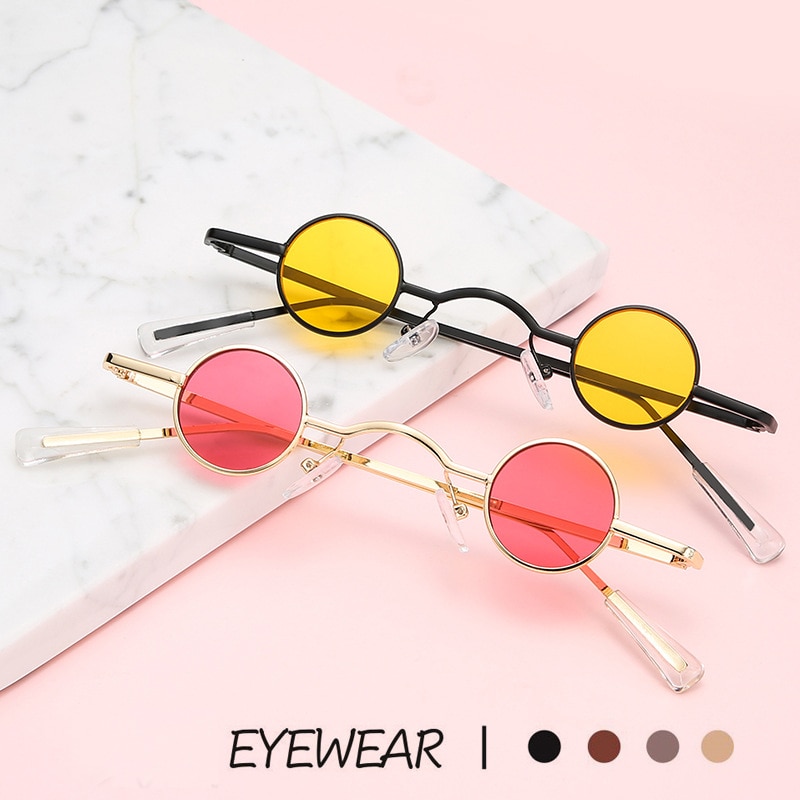 Gothic Steampunk Tiny Round Sunglasses Women Men Brand Small Frame Vintage Sun Glasses UV400 Eyeglasses