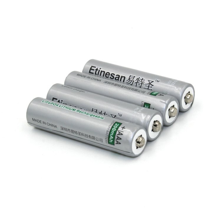 3.2V 10440 AAA 200mAh LiFePO4 lithium li-ion LiFePO4 Rechargeable Batteries: 4pcs batteries