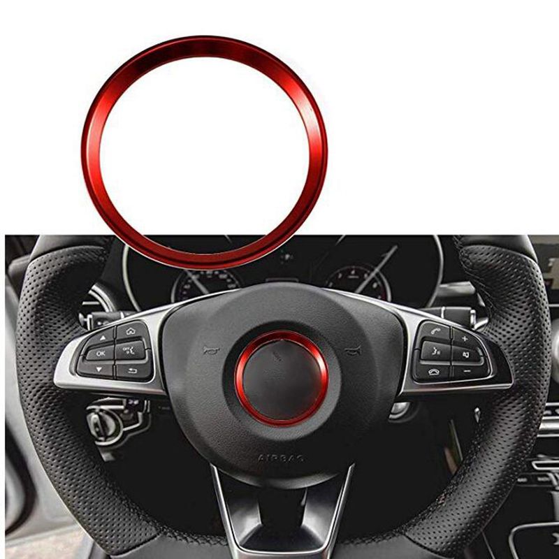 Carbon Fiber Abs Dashboard Air Conditioning Vent Trim with 1X Red Steering Wheel Center Logo Decoration Cover Ring Trim