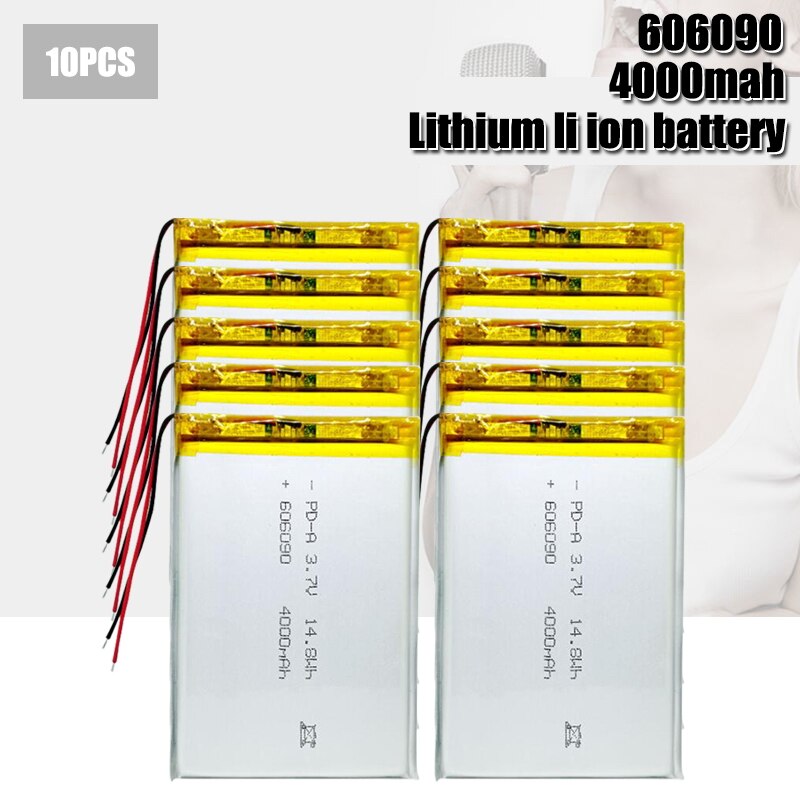 3.7V 4000mAh 606090 Cells Lithium Li-po Battery Li-ion Polymer Batteries for Tablet E-Book Powerbank PC Laptop: 10PCS
