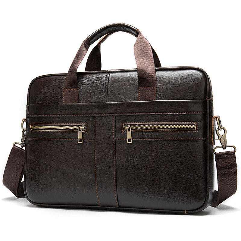 Aktetassen herentas pu leer multifunctionele messenger bags laptoptas leren aktetas: Donkerbruin