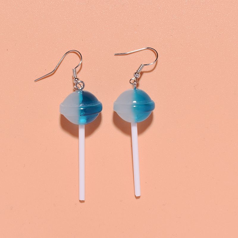 1 par de pendientes de gota de comida de Donut 3D de colores para mujer, para niños, creativa, divertida, abalorios de pastel Kawaii, pendientes colgantes, joyería: Cobalto Chapado en