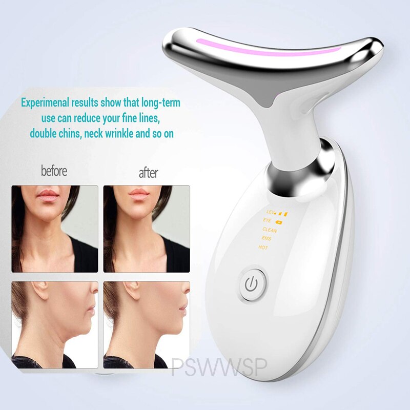 Hals Gezicht Schoonheid Apparaat 3 Kleur Led Photon Therapie Huid Draai Verminder Dubbele Kin Anti Rimpel Verwijderen Hals Lift Huid care Tools