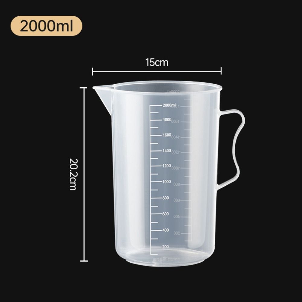 Vaso de medición graduado de plástico de gran capacidad, vaso de laboratorio transparente con tapa, taza mezcladora transparente, cocina y horneado: plum