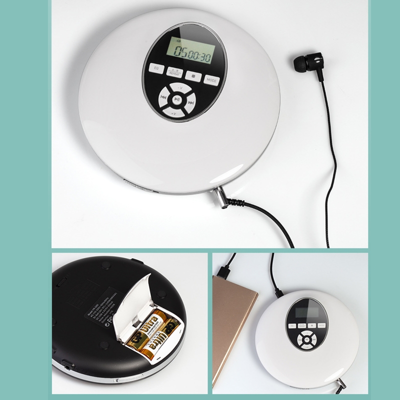 Runde Stil Tragbare-CD Spieler Kopfhörer HiFi Musik Reproductor -CD Walkman Discman Spieler Stoßfest Lecteur -CD F42D