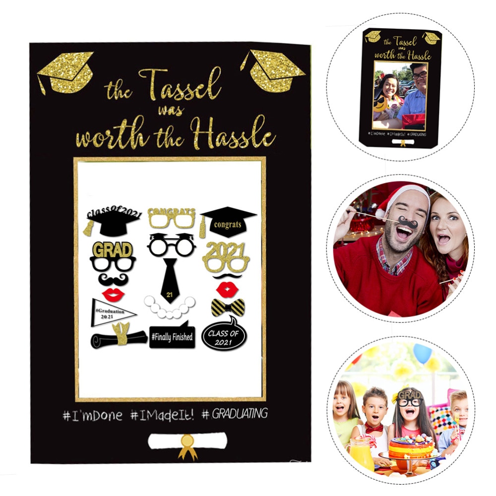 18pcs Photo Prop Photo Holder Photo Booth Frame Decor for Graduation Celebration