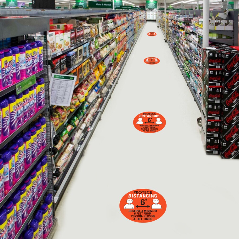 Social Distancing Floor Sticker Indoor Outdoor Ground Sticker Safety Floor Decal Sign for Crowd Control Guidance