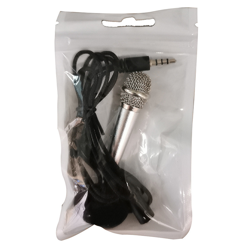 Mini micrófono estéreo de 3,5mm para estudio, auricular Ktv, Karaoke, Mini micrófono para teléfono móvil, ordenador portátil, escritorio, micrófono de tamaño pequeño: Negro