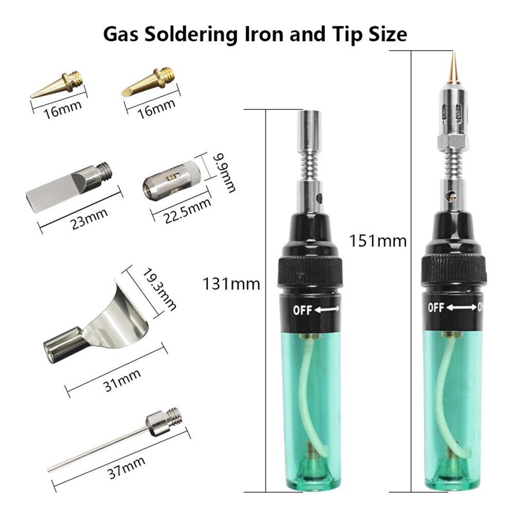 13 stk/sett butangass sveise loddebolter 1300 °c sveisepenn brenner blåsebrenner gass loddebolt batteridrevet butan spissverktøy