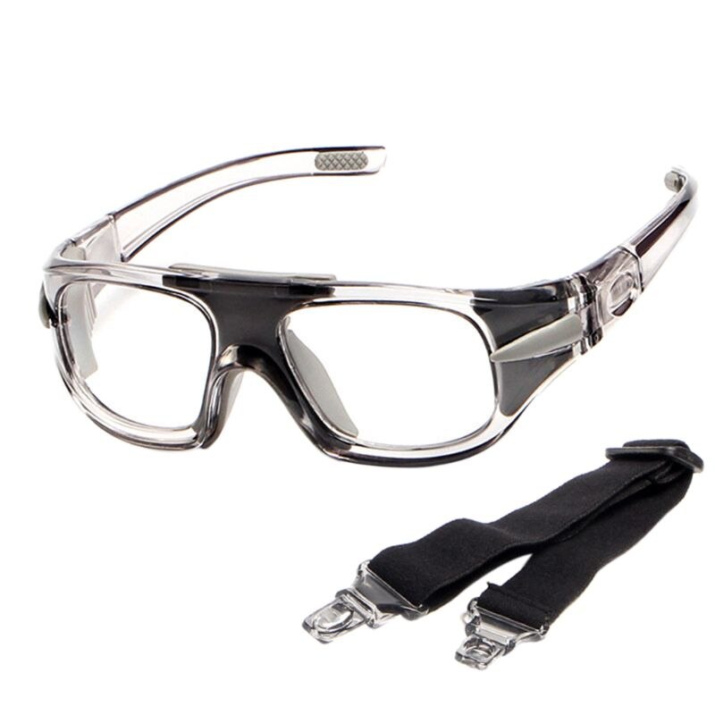 Sportsbriller basketball fodbold beskyttelsesbriller beskyttelsesbriller optisk ramme aftagelig spejlben nærsynethed: Grå