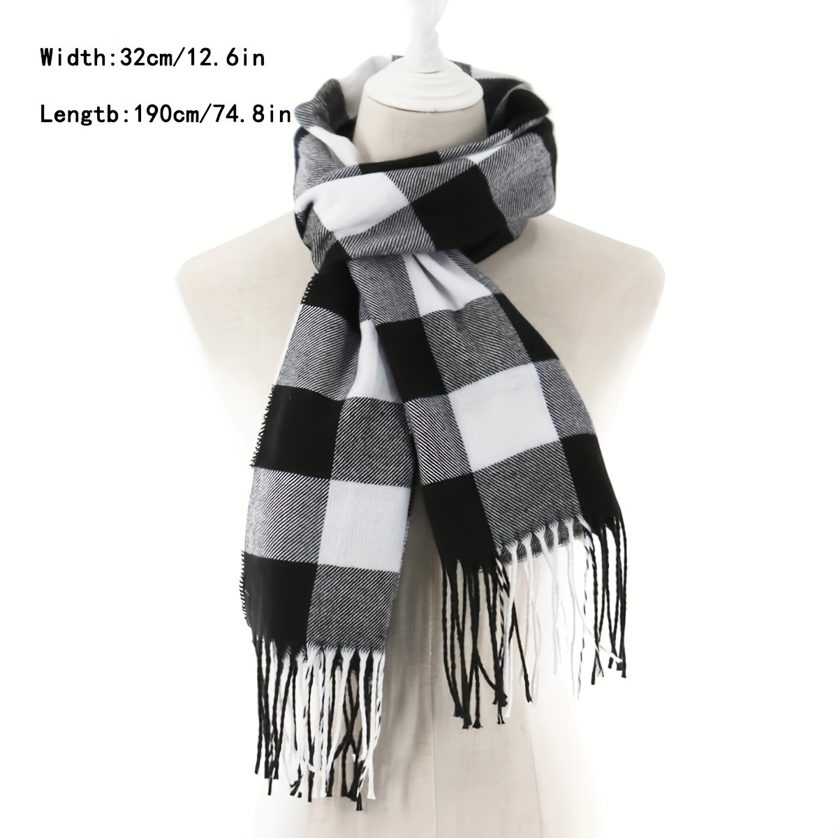 Bufanda a cuadros de Cachemira de imitación Unisex para mujer, chal suave y sólido para invierno, nueva envoltura, Bandana, Pashmina, borla, pañuelo grueso y cálido