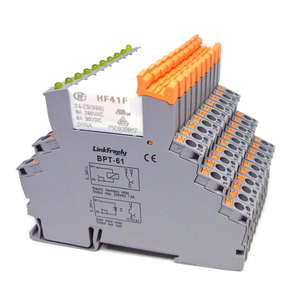 10 stk ark relé bpt -61 hf41f-24- zs  hf41f-12- zs  hf41f-5-zs 6a 1co hf41f 5v 12v 24v oblat relé og opprinnelig