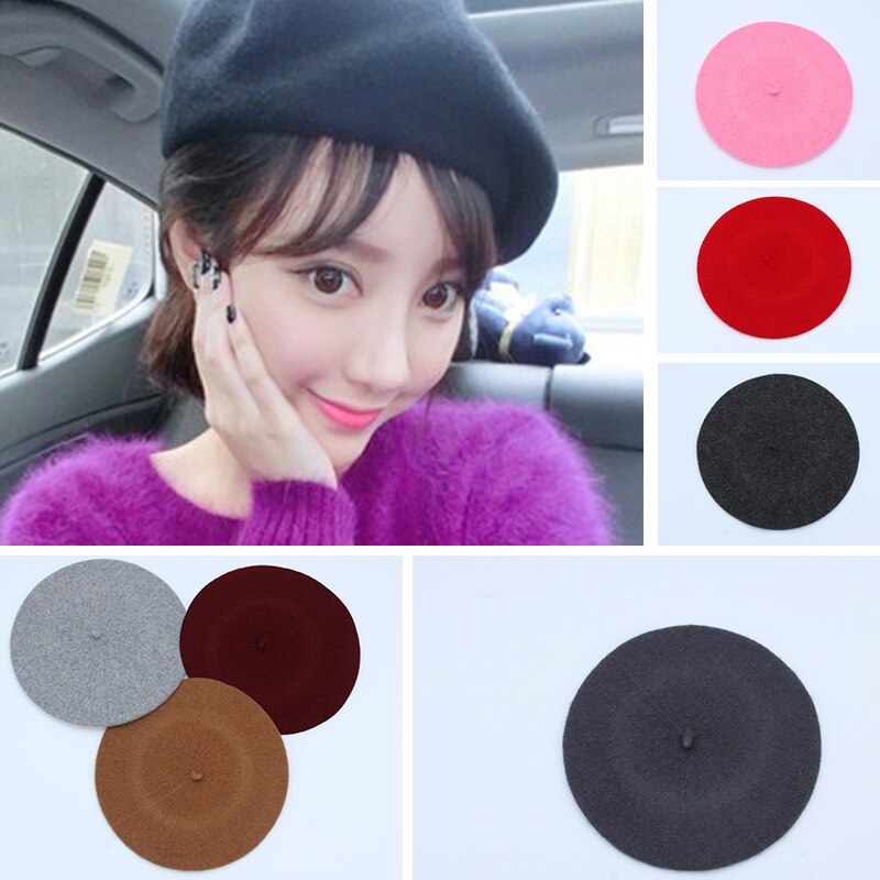 Vinter kvinner lue beret kvinnelig ull bomullsblanding lue høst merke kvinne beretter luer luer svart hvit grå boinas de mujer