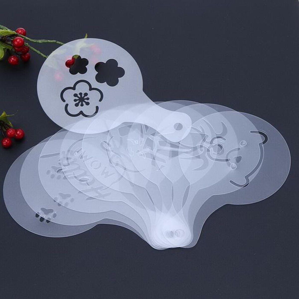 16pcs/Set Coffee Stencil DIY Coffee Decor Tool Set Stencils Cappuccino Mold Latte Art Barista Coffee Tea Template Tool