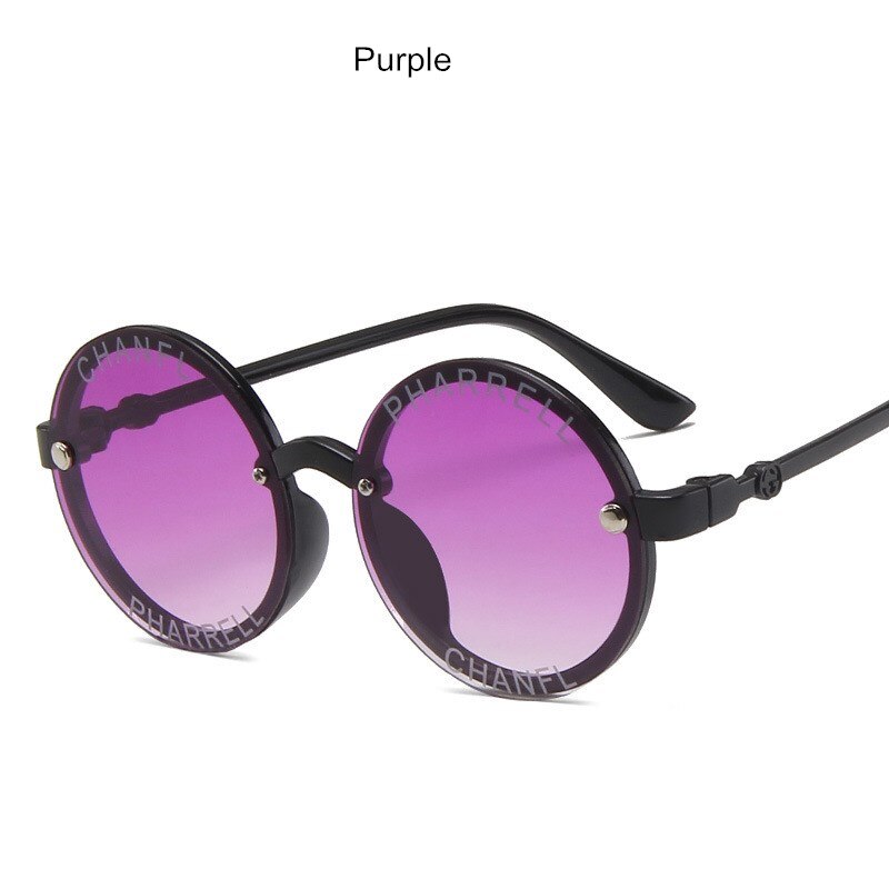 Børns solbriller børn drenge og piger lilla runde plast udendørs solbriller retro briller  uv400: Lilla