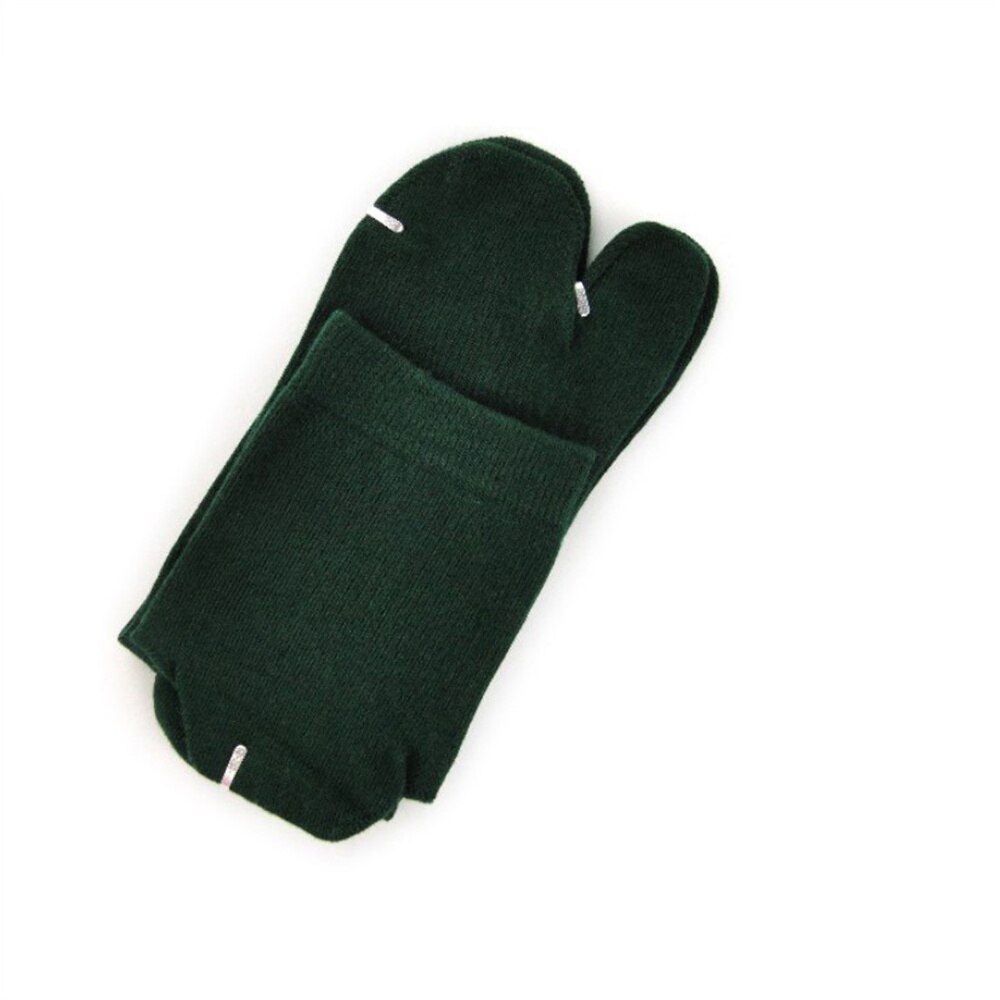Tongs Kimono japonais pour hommes et femmes, 9 couleurs, sandales à bout fendu, chaussettes Tabi Ninja Geta, fendues à 2 orteils, en coton: dark green