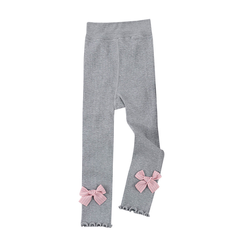 Girls Leggings Spring Autumn Cotton Baby Girls Ribbed Pants White Pink Gray Black Baby Toddler Pants Little Girl Bow Tie Pants