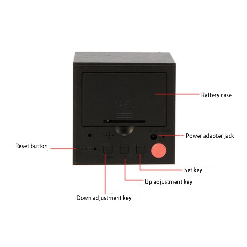 Houten led-wekker, houten retro-gloedklok, bureaubladdecoratie, spraakbesturing, snoozefunctie, bureaugereedschap