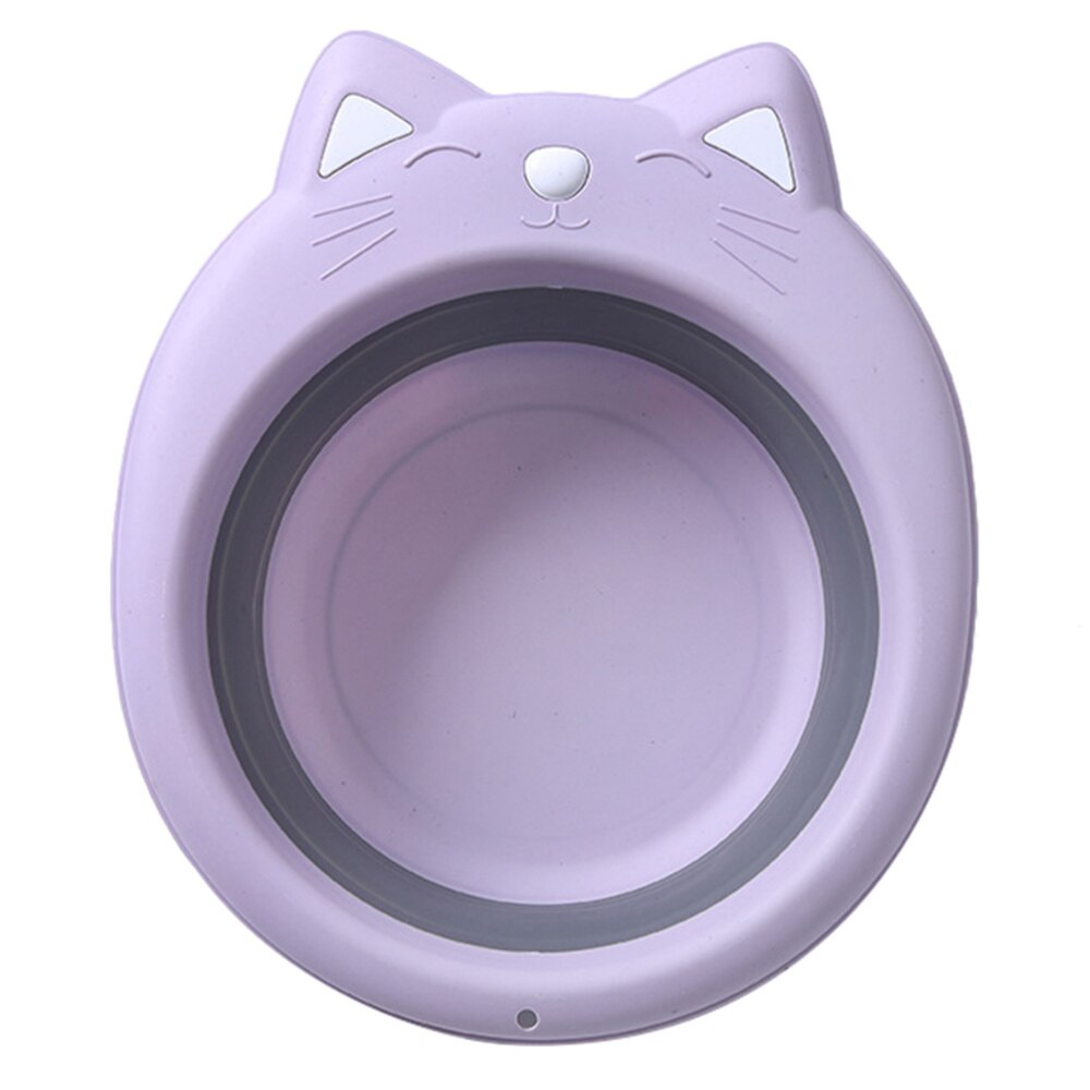Lavabo Portable pliable en forme de chat, 1 pièce, Adorable lavabo pliant en forme de chat, dessin animé: Purple