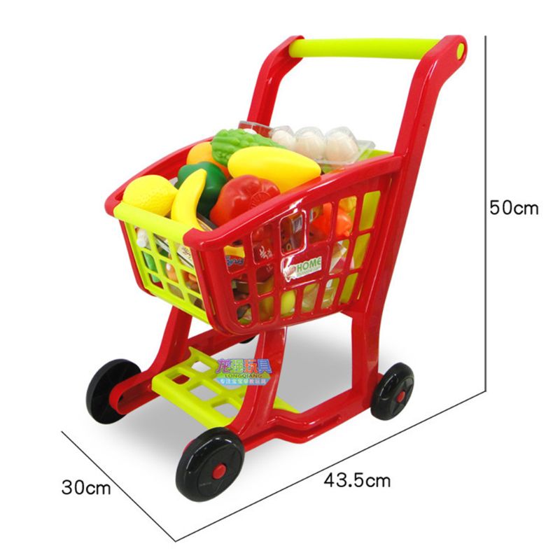 Carrito de compras para niños, juego de comida, tienda de simulación para niños, juguete Push Along Y4QA