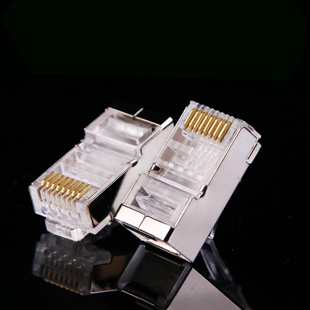 100x Gigabit CAT6 RJ45 Netwerk Afgeschermde Connectors Ethernet Kabel Corrosiebestendigheid Plug Heads