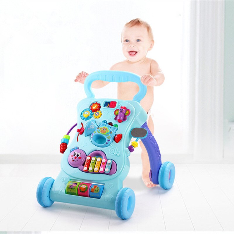 Baby walker baby rollover prevention multifunktionell musikvagn för att lära sig stå baby walker leksak