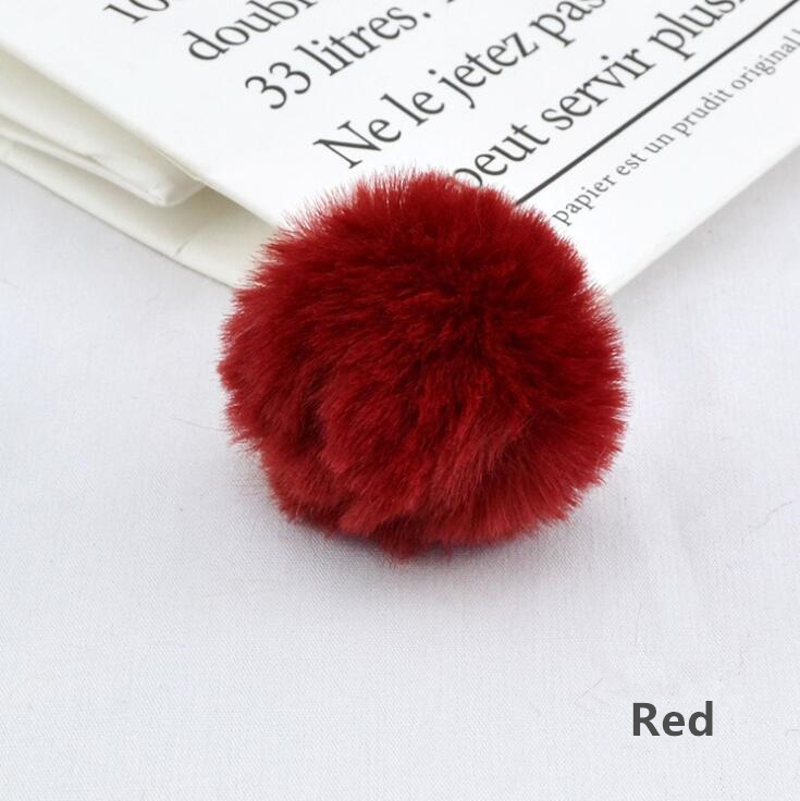 20 stks/partij 3.5cm Faux Fur PomPom DIY Konijn Haarwortel Tas pom pom Bal sleutelhanger Voor Vrouwen Auto haarspeld Zak Sleutelhanger Hoofddeksels: red