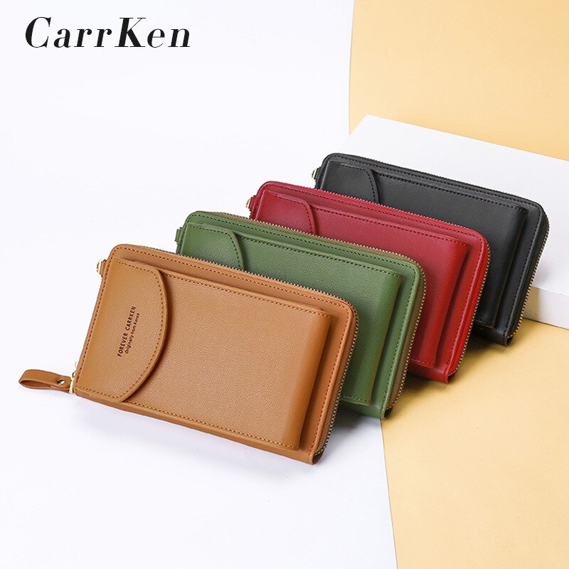 CarrKen Ladies Wallet Diagonal Bag Multi-Function Mobile Phone Bag Long Clutch Bag Versatile Shoulder Bag