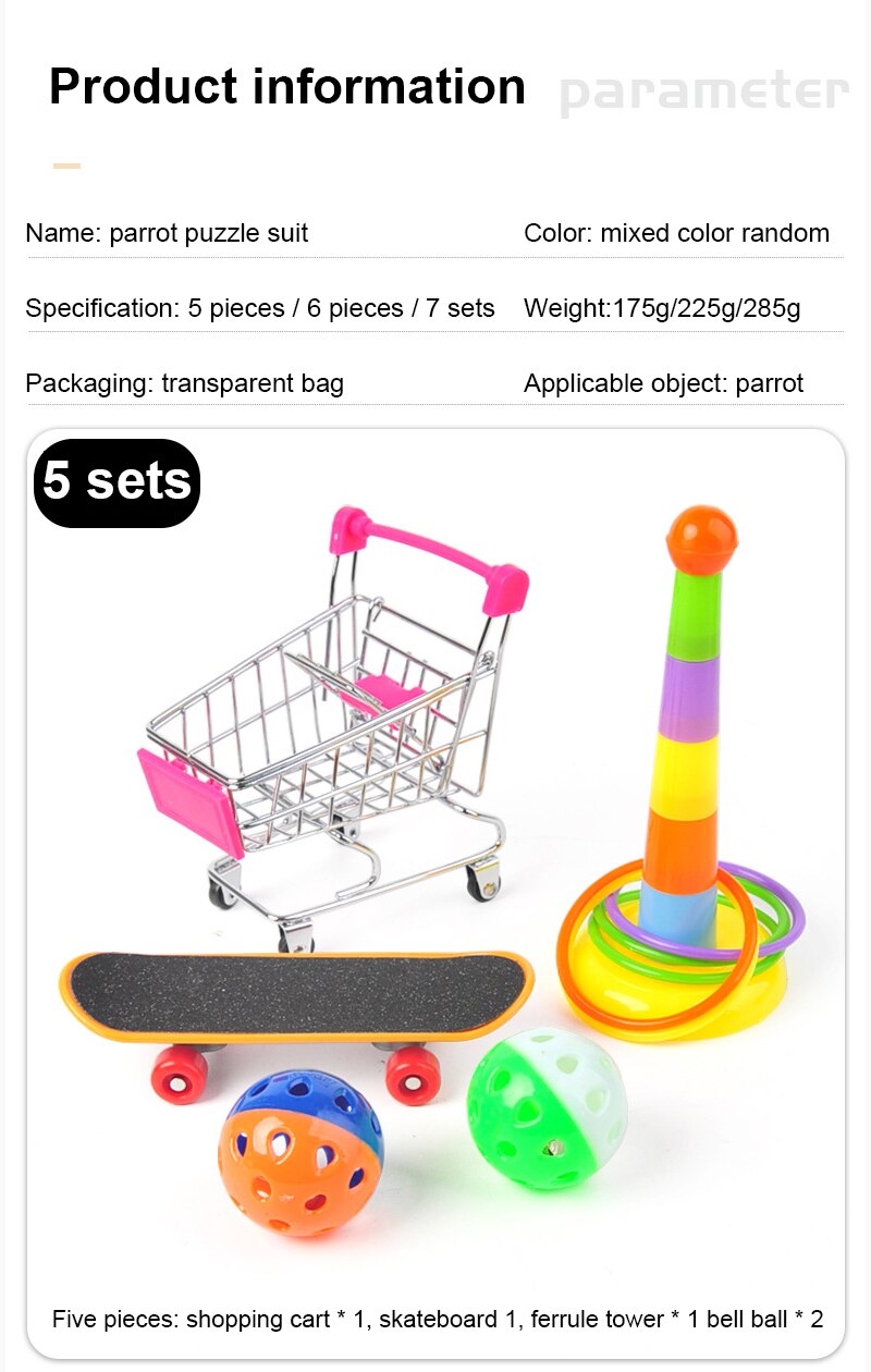 1 Set Parrot Training Toy Set Interactive Parrot Appliance Set Funny Bird Toy