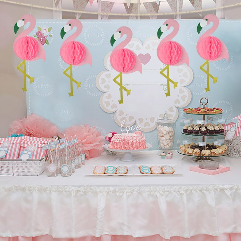 Boule en forme de flamant Rose/Rose rouge, pendentif mural suspendu, guirlandes en papier, décor de fête d&#39;anniversaire et de mariage, 3 pièces