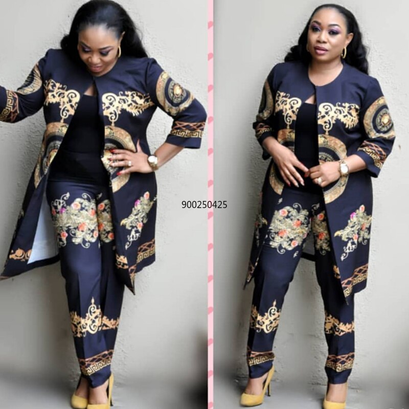 Printed Costume Dashiki African Clothes For Women Party European Clothing Ladies Robe Africaine Two Piece Set