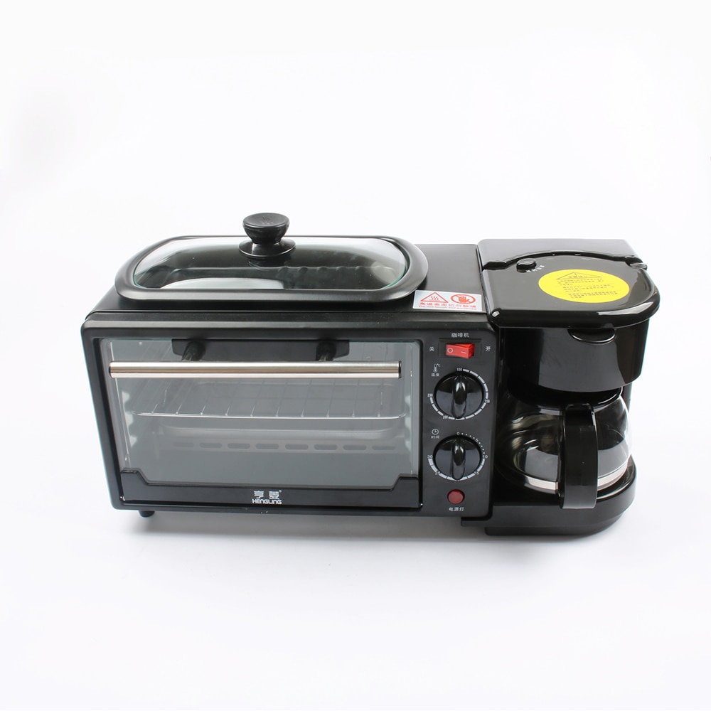 3 In 1 Electric Breakfast Machine 220V Toaster Oven Home Coffee Maker Pizza Egg Tart Oven Frying Pan Bread Maker