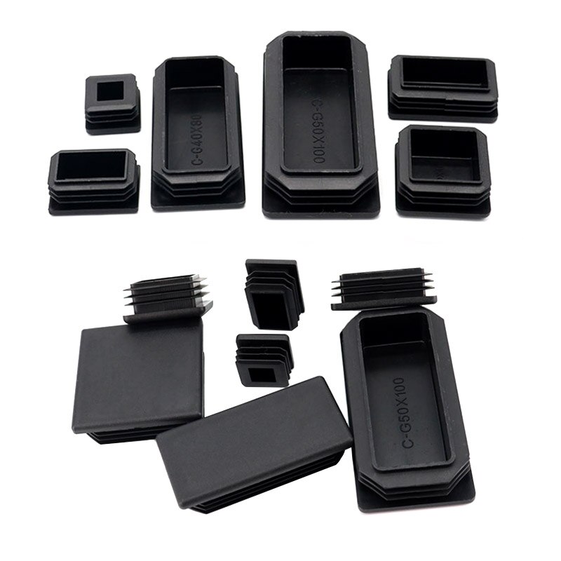 Plastic Steel Rectangular pipe plug Black Furniture Leg plug Anti Slip Feet Protector Pad Plastic square tube cap plug