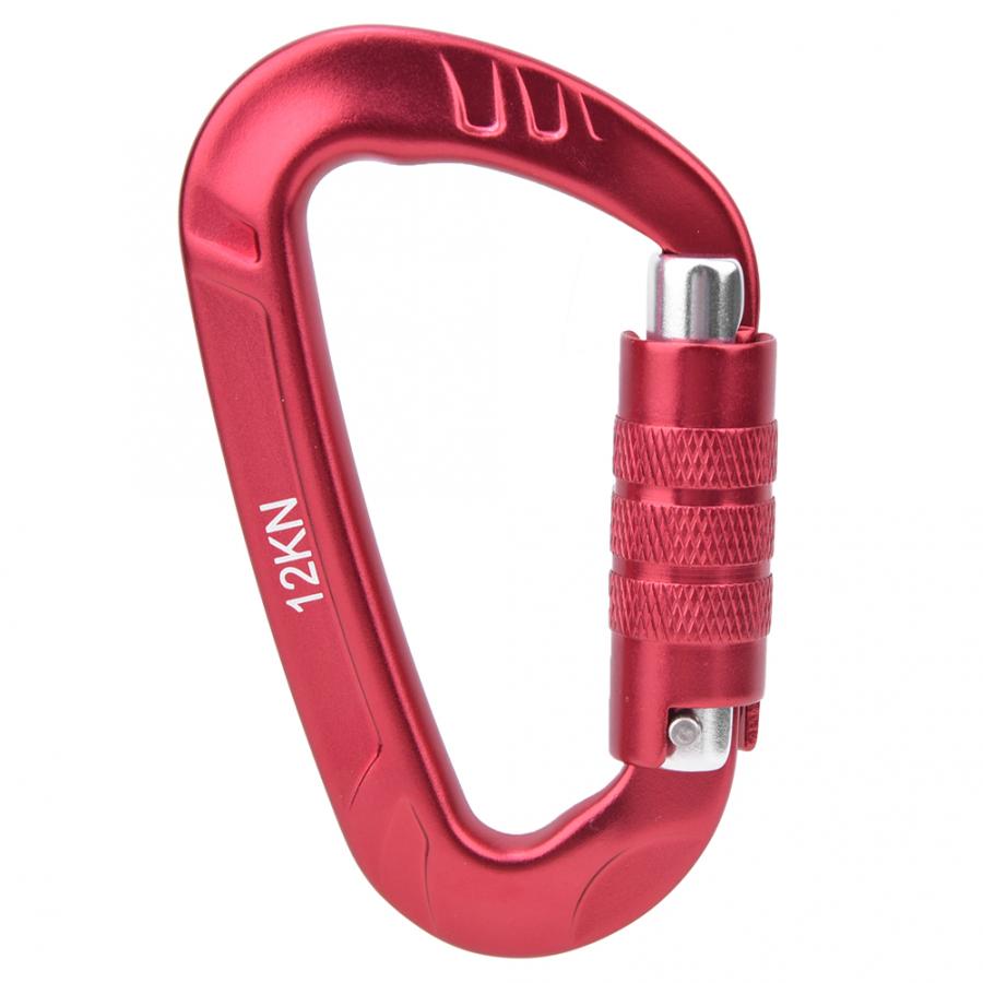 12KN Climbing Carabiner Quickdraws Climbing Buckle Lock Security Safety Lock D Carabiner Climbing Equipment: Red