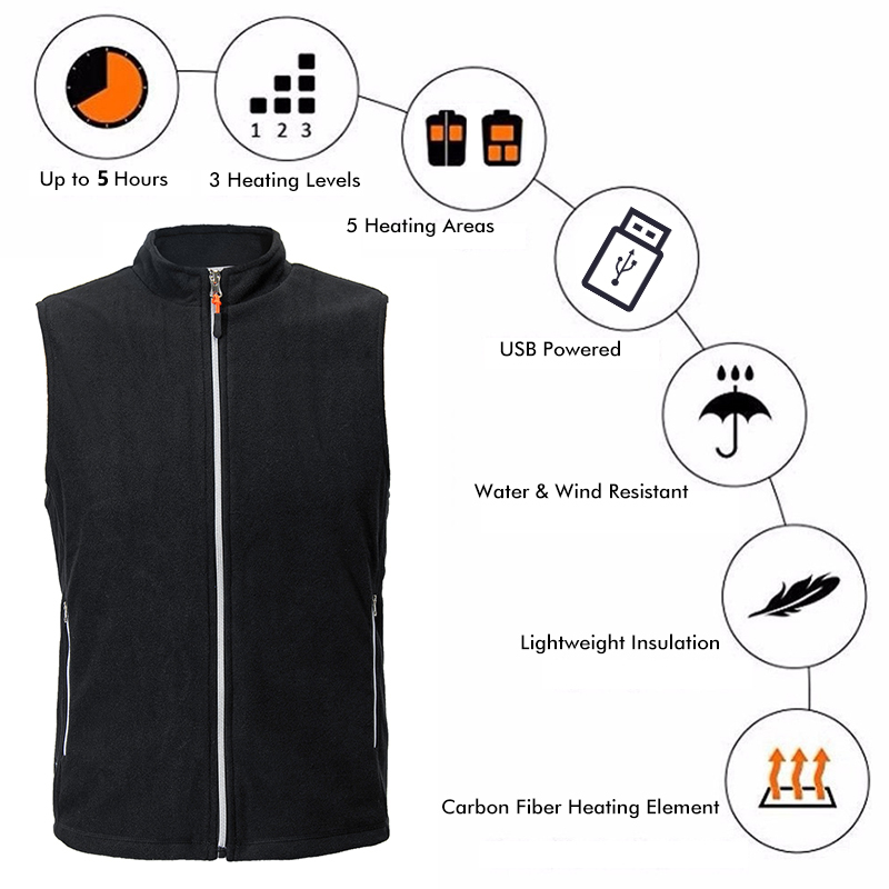 Chaleco eléctrico calentador para hombres y mujeres, chaleco térmico cálido, chaleco de invierno con calefacción Usb para exteriores