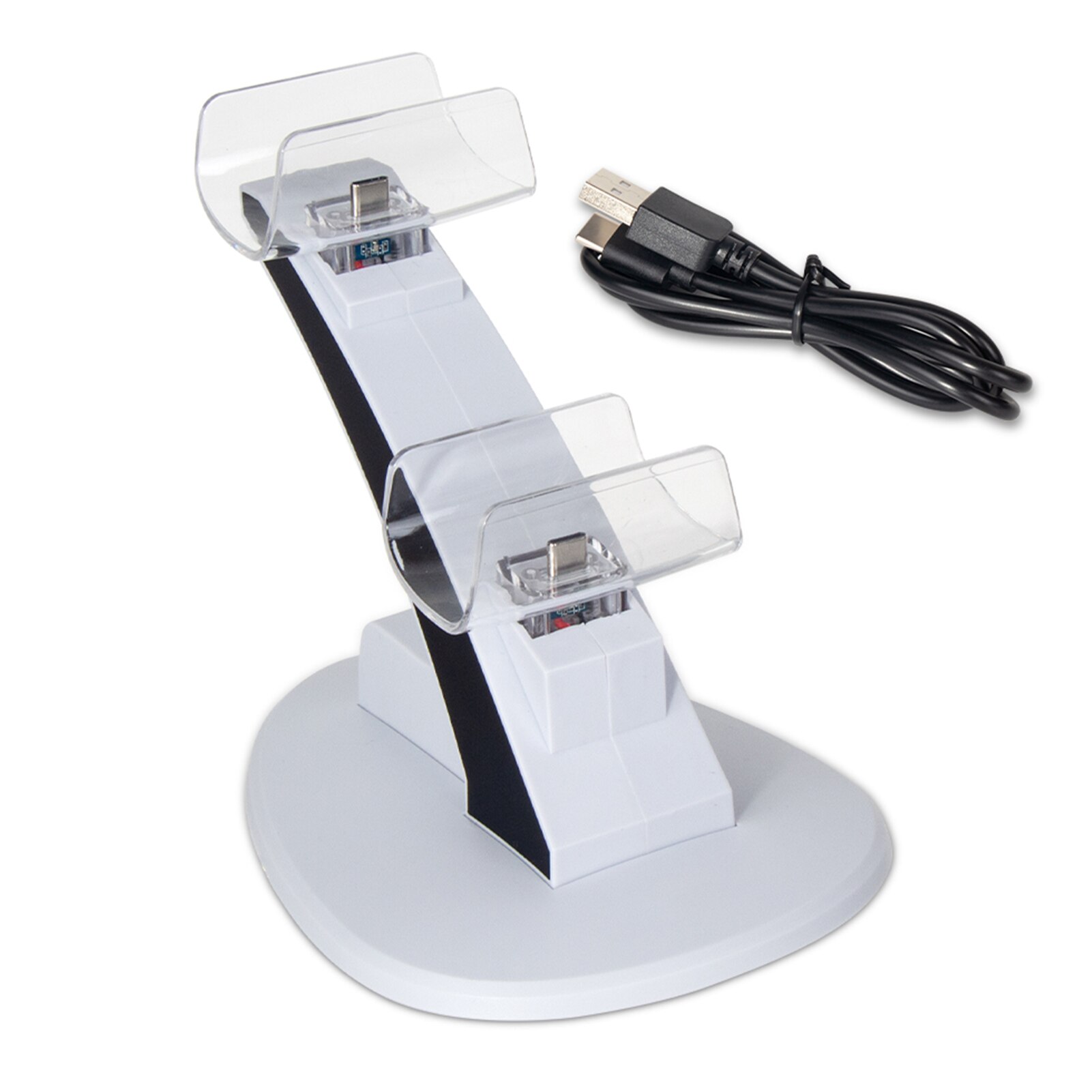 PS5 Controller Oplader Dubbele Usb Snel Opladen Docking Station Stand & Led Indicator Voor Ps 5 Controllers: White