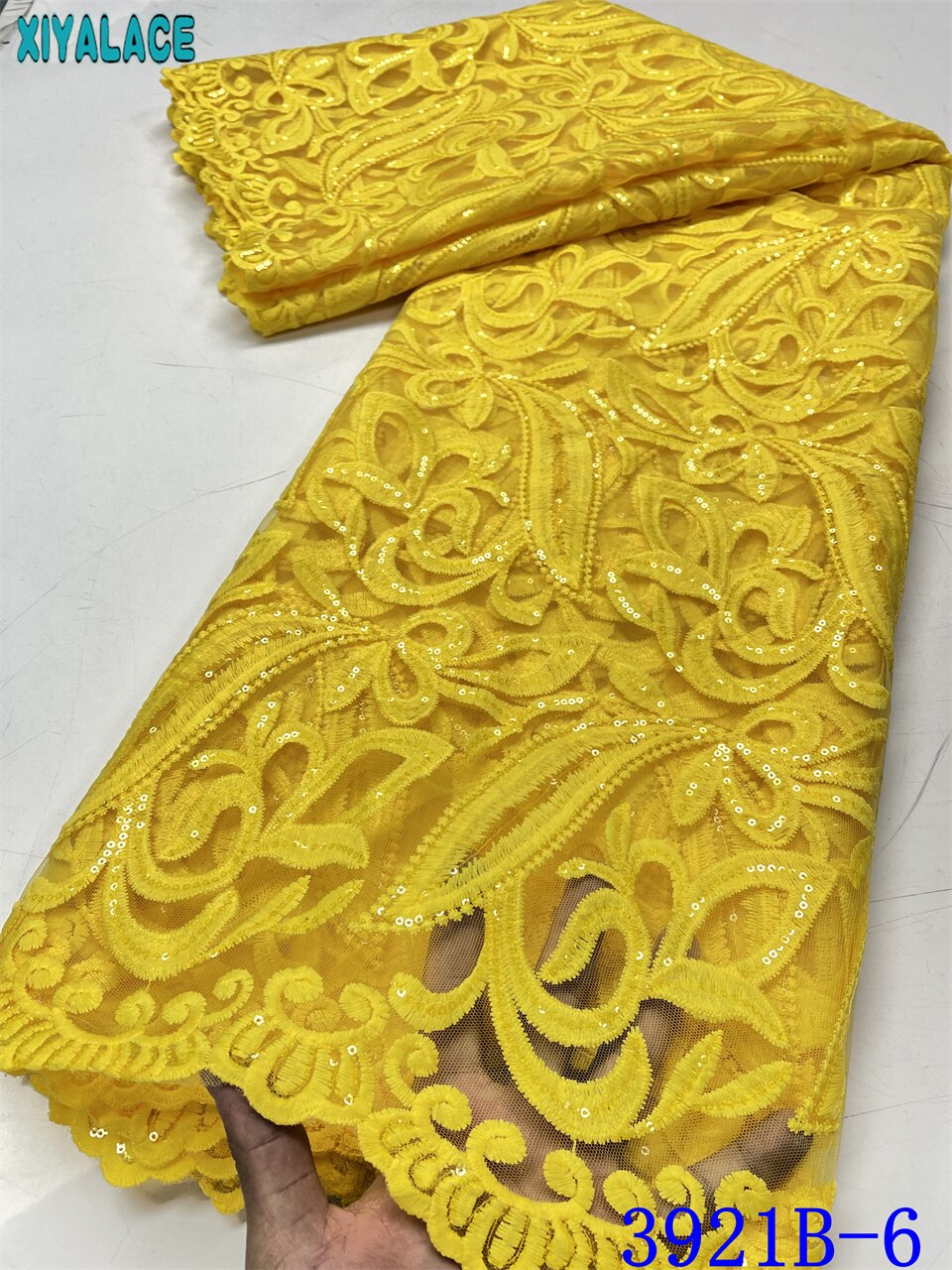 African Lace Fabric Tissue Net Lace Fabric with Sequins Sky Blue French Milk Silk Lace for Nigerian Wedding 3921B