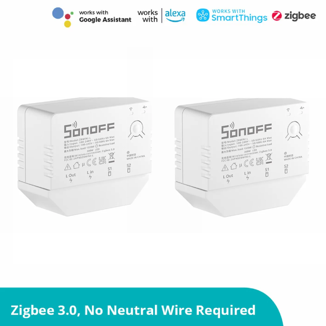 SONOFF ZBMINI-L And Zigbee Mini Smart Switch Two-way Control Module Smart Home eWeLink APP ForYandex Alice Alexa Google Home: ZBMINI-L 2Pcs
