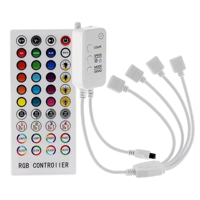 Controlador de música por Bluetooth, RGB DC12V 40Key IR, mando a distancia para 2835 5050 RGB, luces de tira LED: Four Outputs