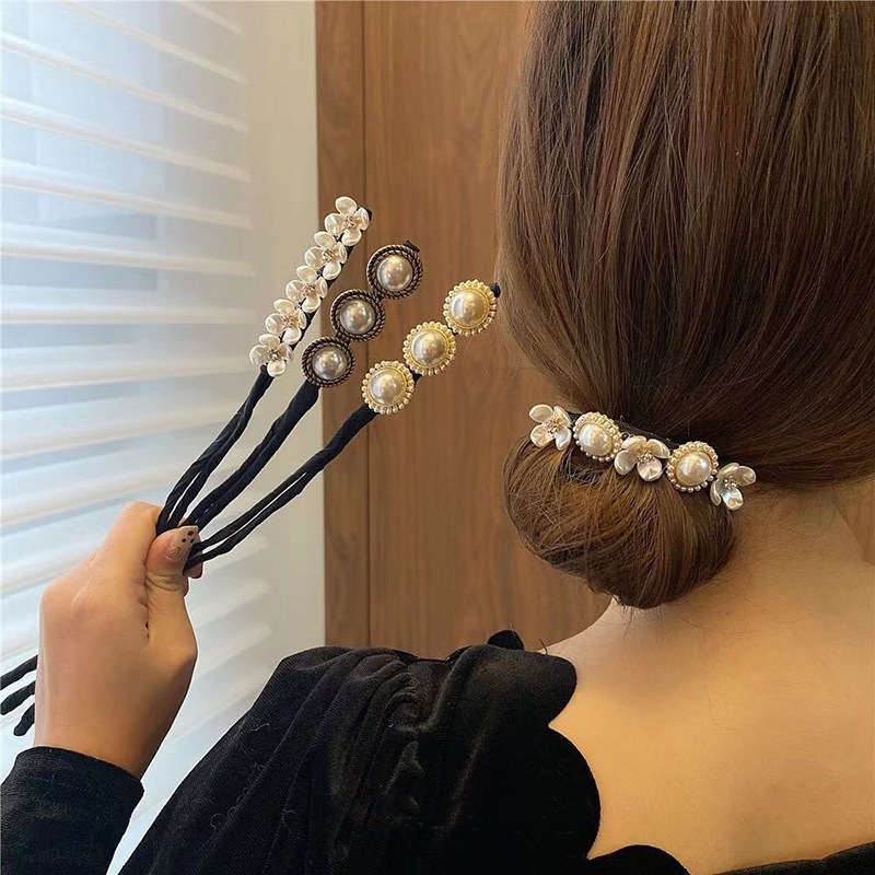 Bow Hairpin Weaving Artifact Shell Pearl Lazy Curler Retro DIY Hair Accessories Tool Hair Tie Artifact
