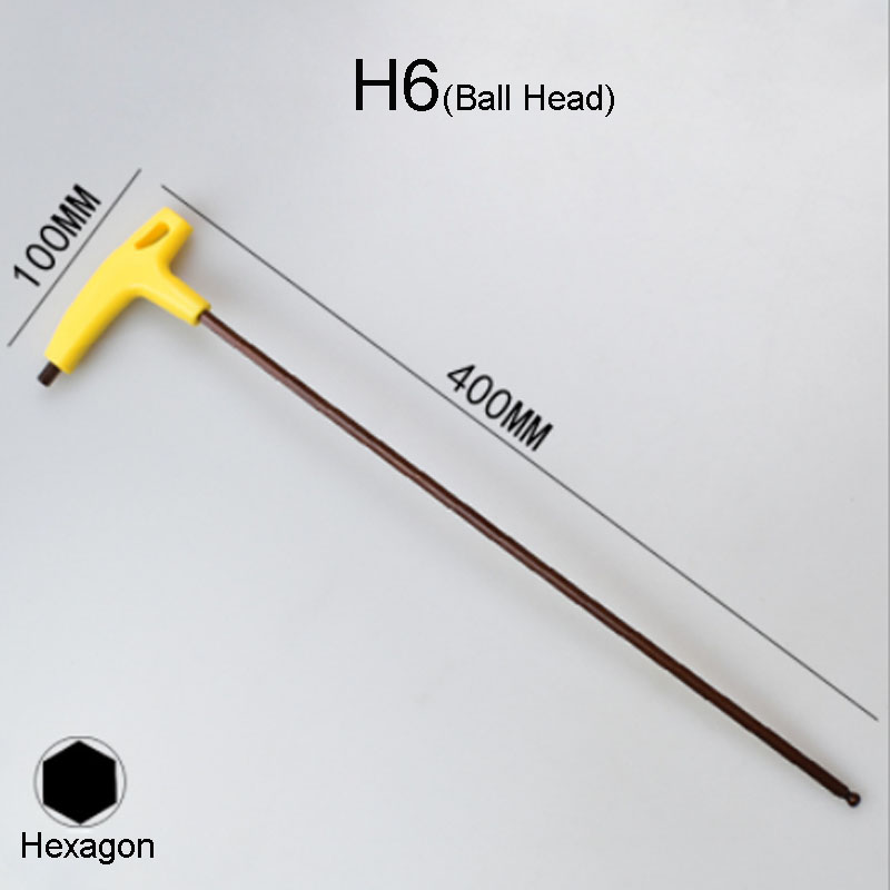 1PCS T-Handle Hex Key Wrench 400mm Flat/Ball head Hex Socket Screwdriver Universal Double-end Wrench Allen Screws Tools: H6-400MM Ball
