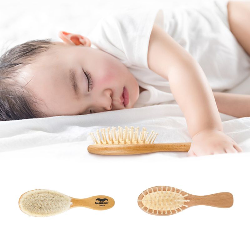 Holz Baby Haar Pinsel + Kamm einstellen Perfekte Baby Dusche für Neugeborene Kleinkinder 19QF