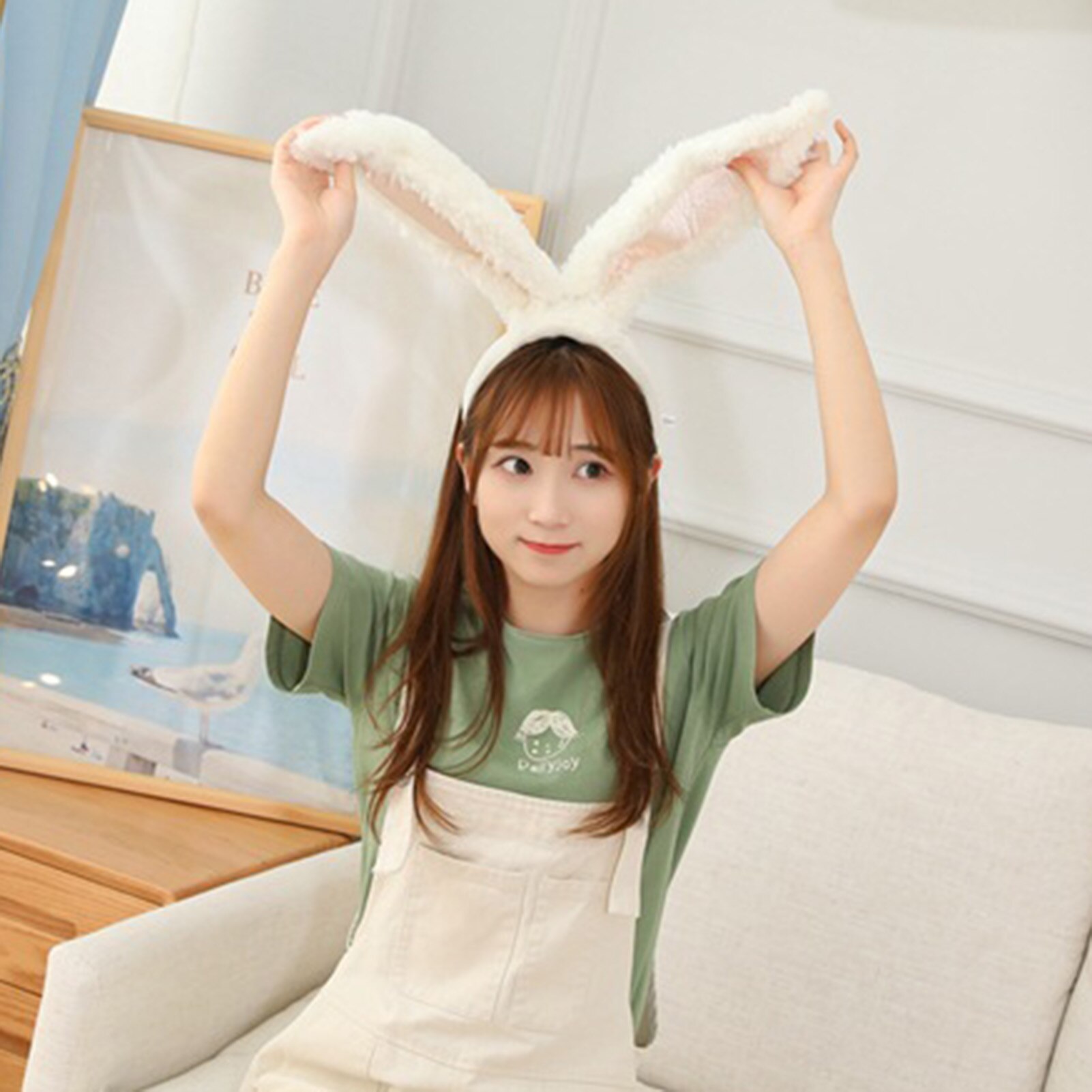 Girls Bunny Ears Headband Party Concert Festival Hair Accessory Plush Doll Toy